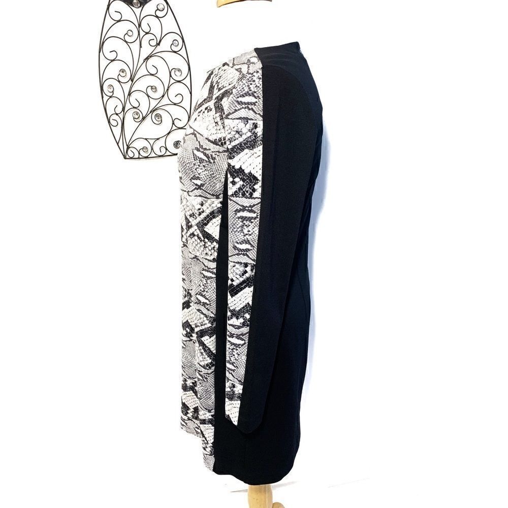 🎉HP🎉Michael Michael Kors Midi Blk/Wht Snakeskin Print Dress (Size 8) - Picture 3 of 8